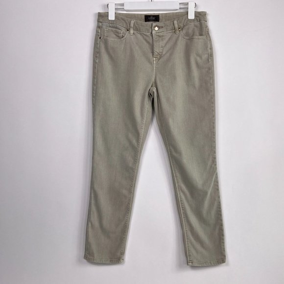 Chico's So Slimming Skinny Green Khaki Mid Rise Stretch Ankle Jeans Size 0 US 4 - Picture 2 of 10